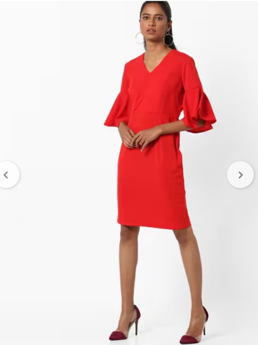 Escada Sport Darielle Bell Sleeve Tulip Rouge  Dress XS